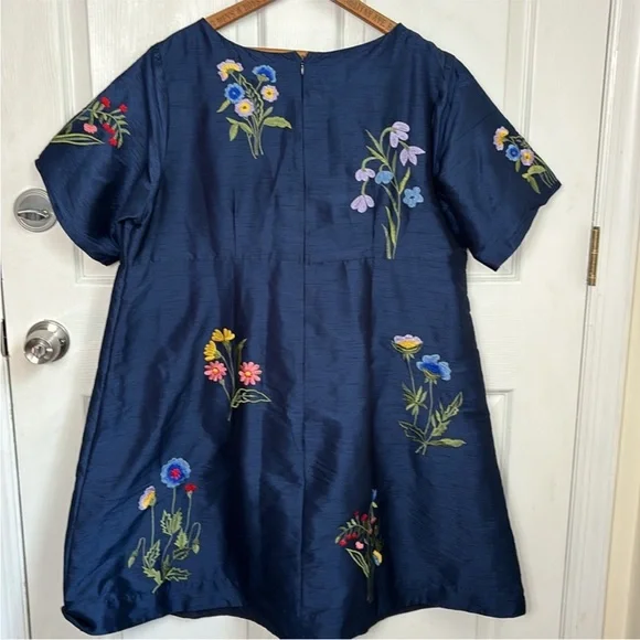 🌸 Eshakti Wayward Fancies Floral Embroidered Trapeze Dress 14 XL GORGEOUS HTF - Picture 2 of 12